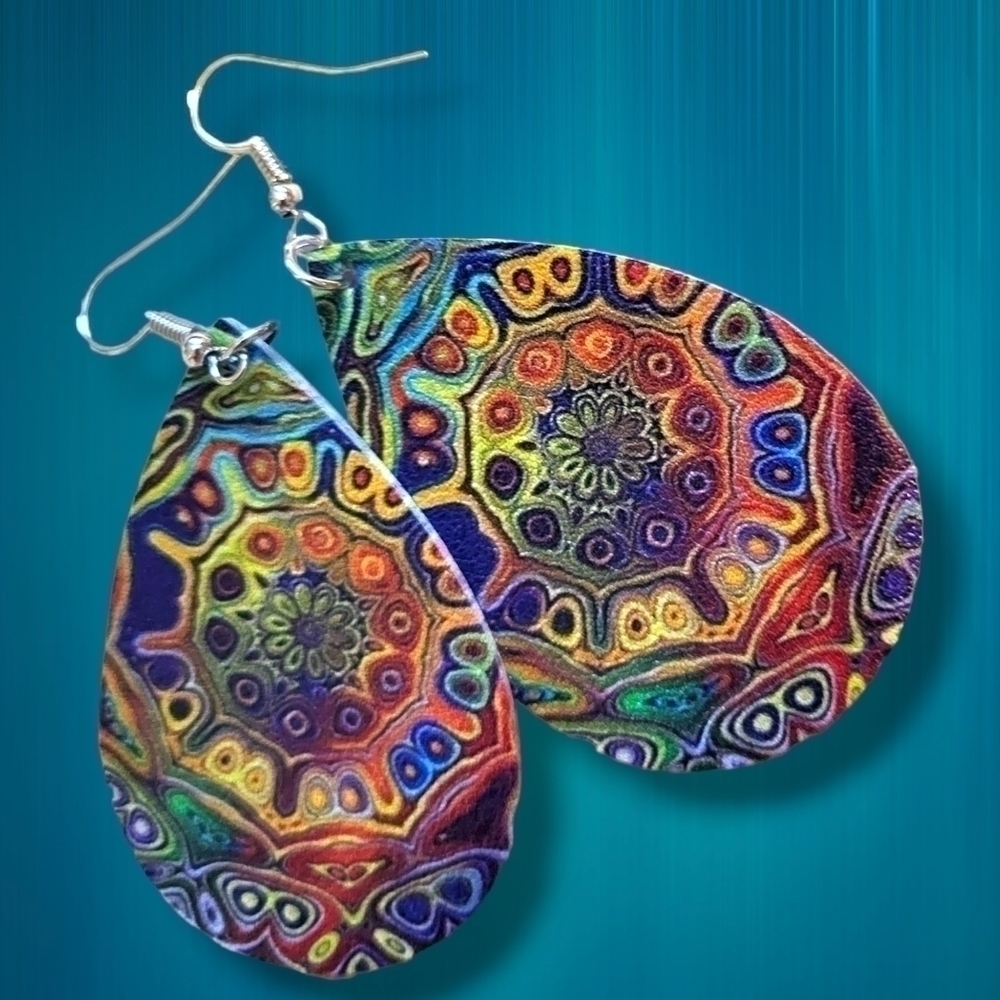 New! Boho Faux Leather Print Earrings